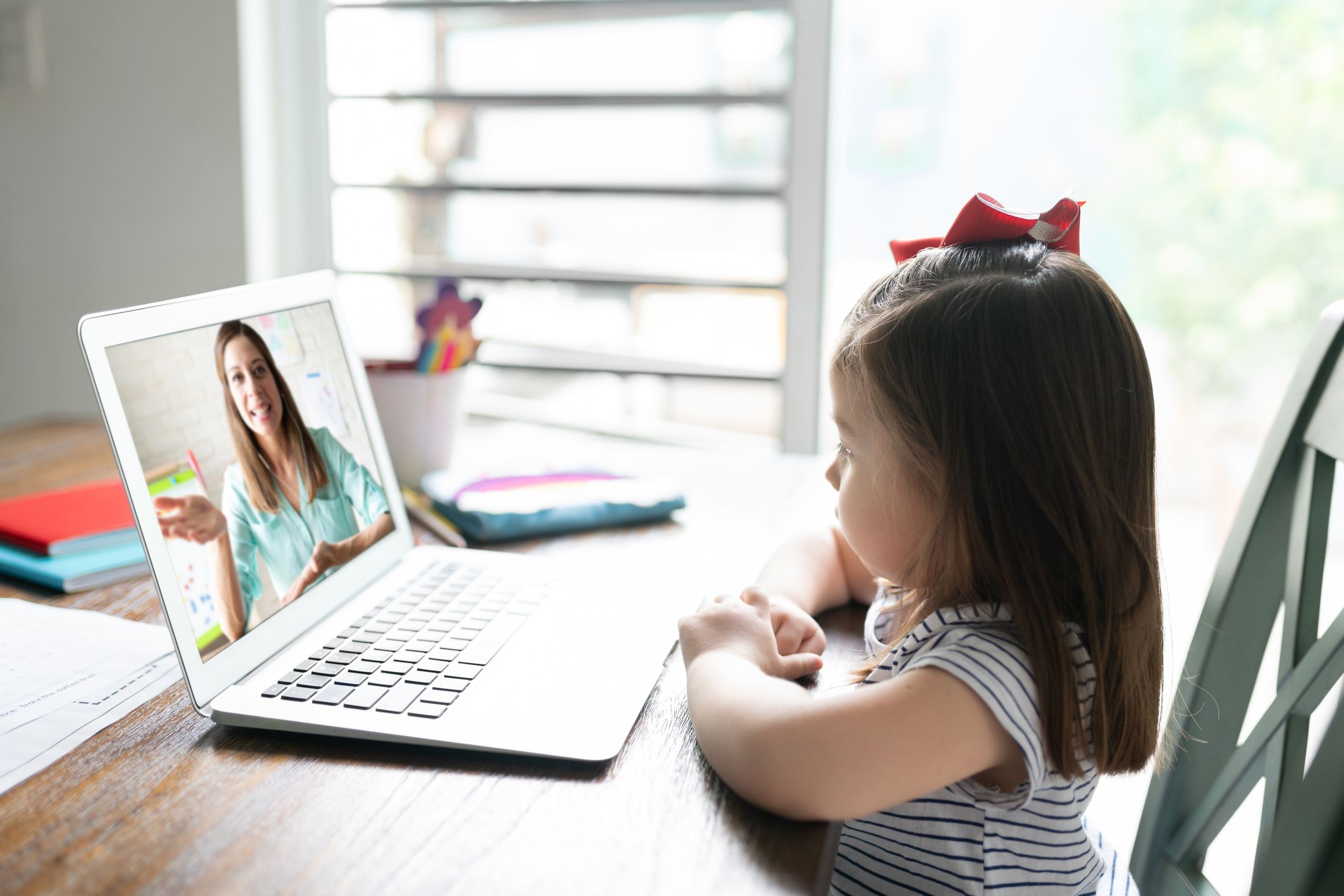 Student attending an online tutoring lesson